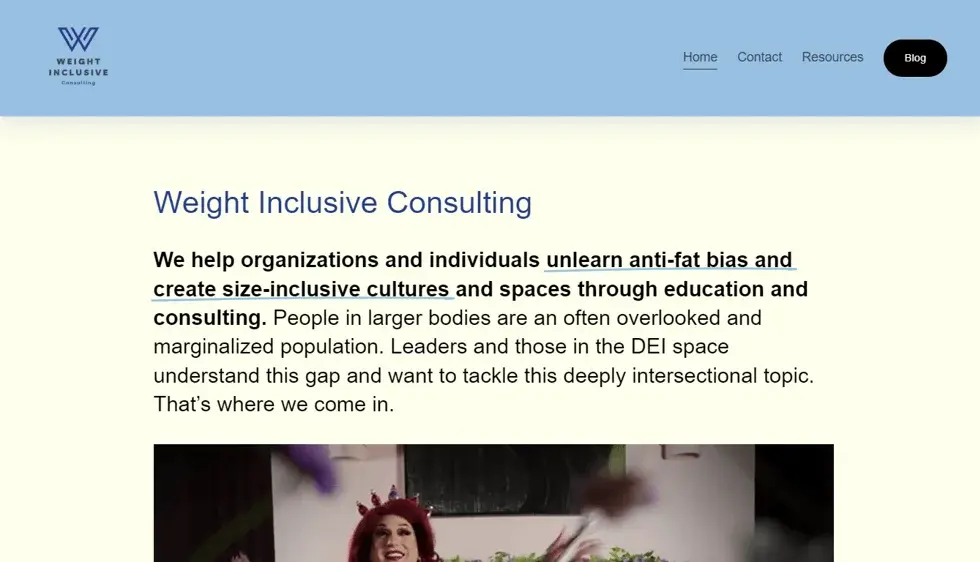 Weight Inclusive Consulting project screenshot
